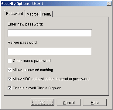 Security Options dialog box