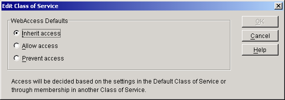 Edit Class of Service dialog box