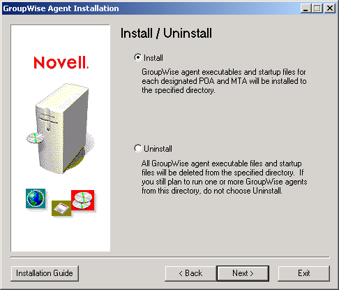 Install/Uninstall dialog box