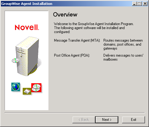 GroupWise Agent Installation Overview dialog box