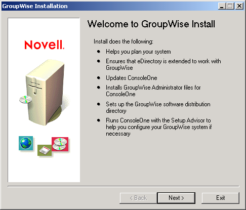GroupWise Install dialog box
