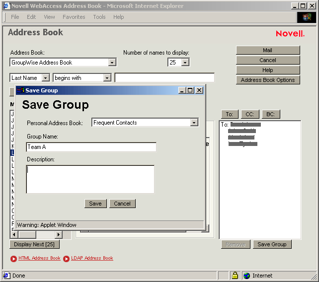 Save Group dialog box