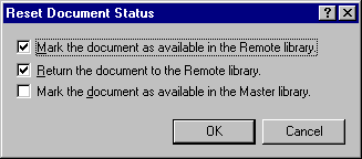 Reset Document Status dialog box