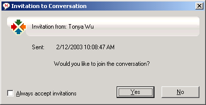Invitation to Conversation message box