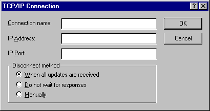 TCP/IP Connection dialog box