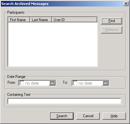 Search Archived Messages dialog box