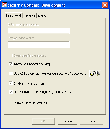 Security Options dialog box