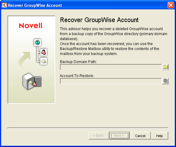 Recover GroupWise Account dialog box