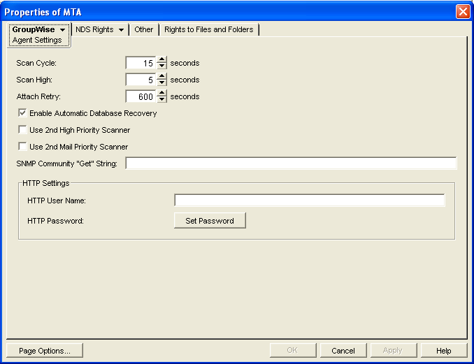 Agent Settings property page