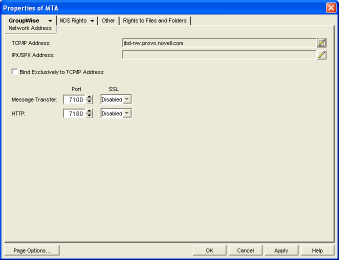 MTA Network Address page