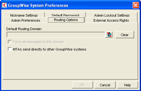 GroupWise System Operations Routing tab