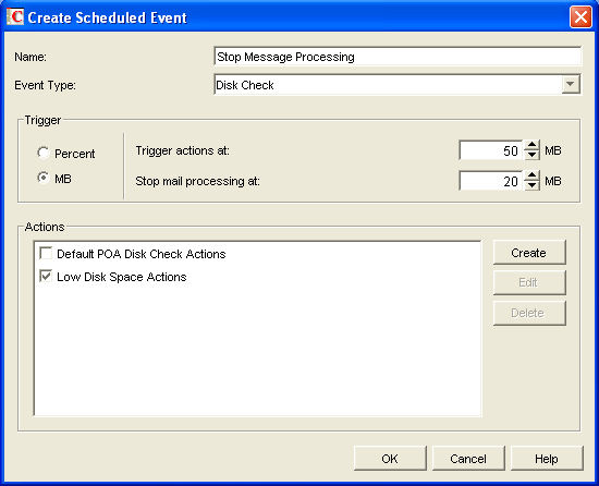 Create Scheduled Event dialog box