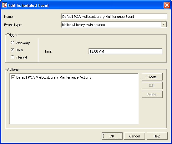 Edit Scheduled Event dialog box