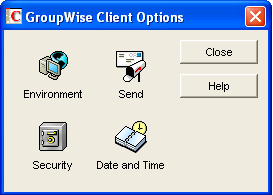 GroupWise Client Options dialog box