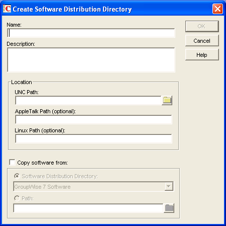 Create Software Distribution Directory dialog box