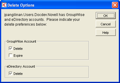 Delete User Options dialog box