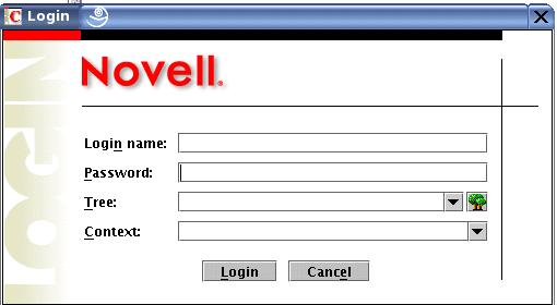 ConsoleOne Login dialog box