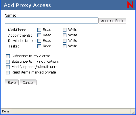 Add Proxy Access view