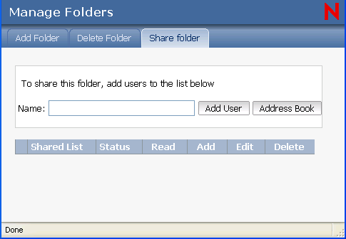 Shared folder access rights view