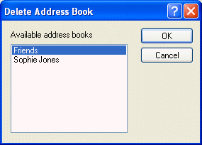 Delete Address Book dialog box