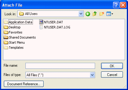 Attach File dialog box