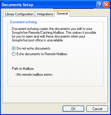 Documents Setup dialog box with the General tab open