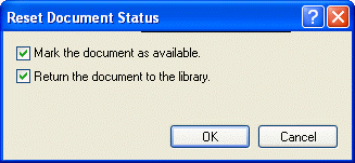 Reset Document Status dialog box