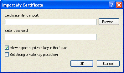Import My Certificate dialog box