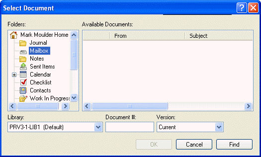 Select Document dialog box