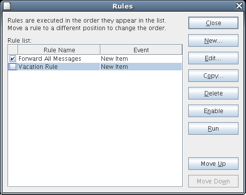 Rule dialog box