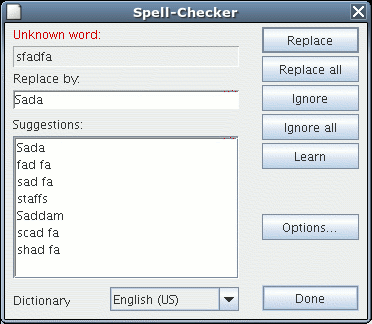 Spell Checker dialog box