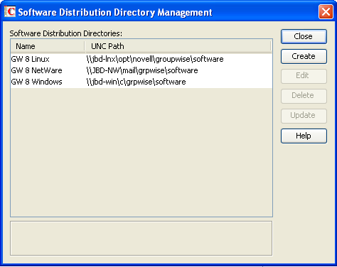 Software Distribution Directory Management dialog box