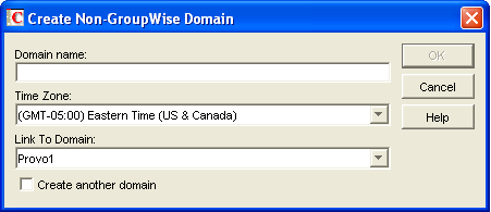 Create Non-GroupWise Domain dialog box