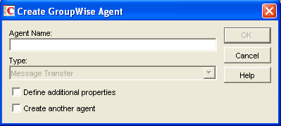 Create GroupWise Agent dialog box