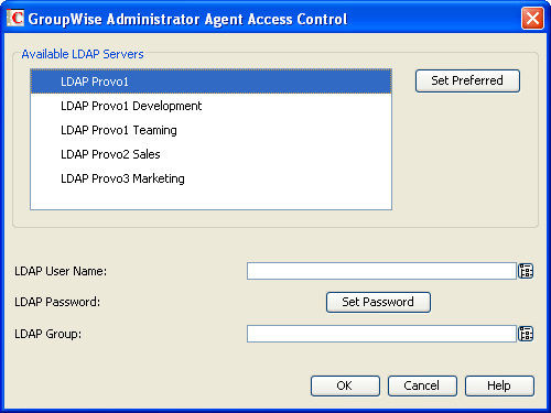 Agent Access Control dialog box for a Linux or Windows MTA