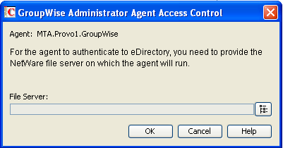 Agent Access Control dialog box for a NetWare MTA