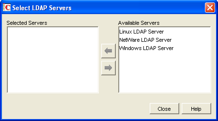 Select LDAP Servers dialog box