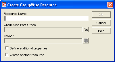 GroupWise Resource dialog box
