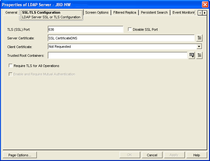 SSL/TLS Configuration property page
