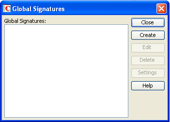 Global Signatures list dialog box