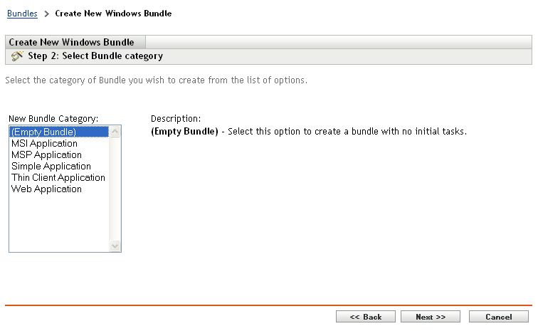 Create New Windows Bundle page