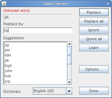 Spell Checker dialog box