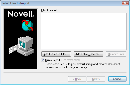 Select Files to Import dialog box