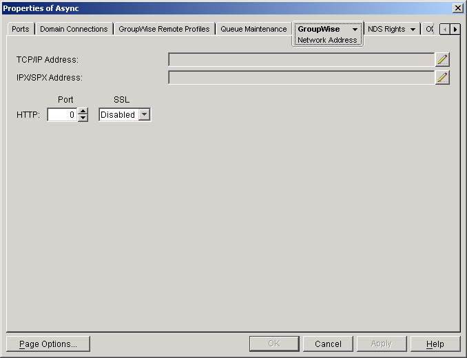 Network Address page