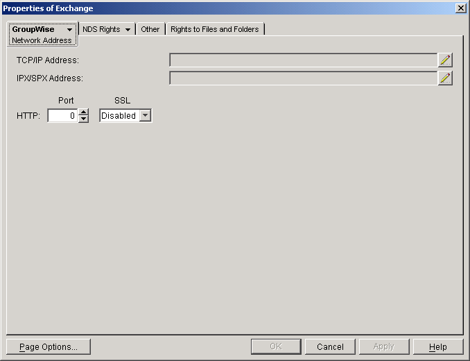 Network Address page
