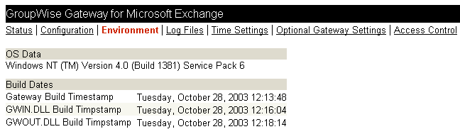 Web console Environment page