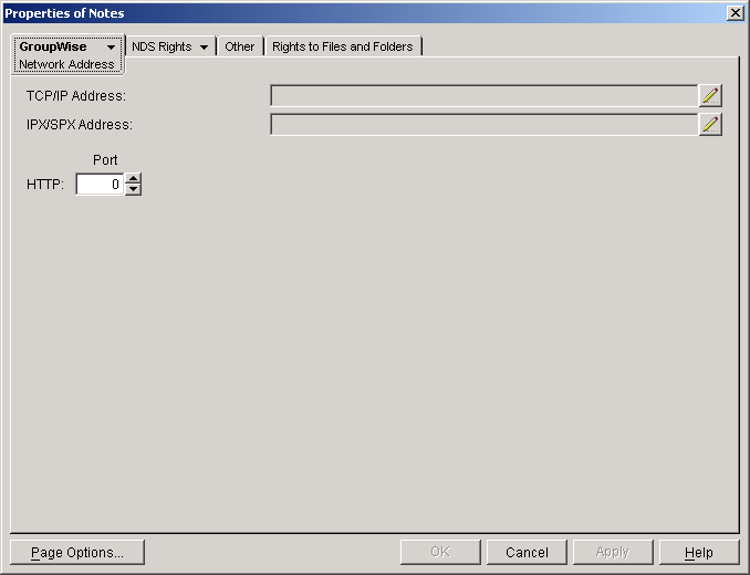 Network Address page