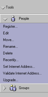People drop-down list