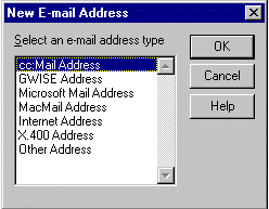 New E-Mail Address dialog box