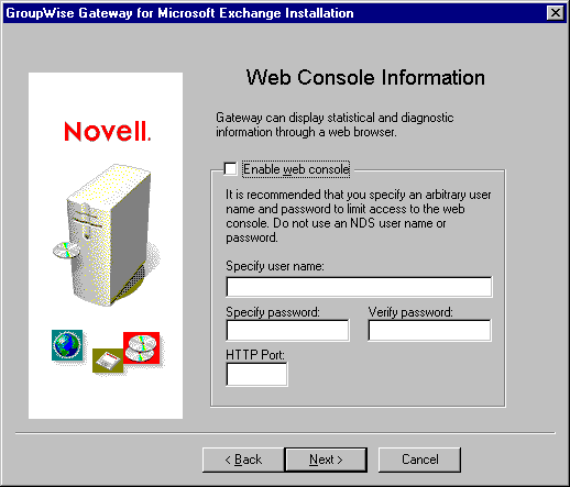 Web Console Information page in the Installation program